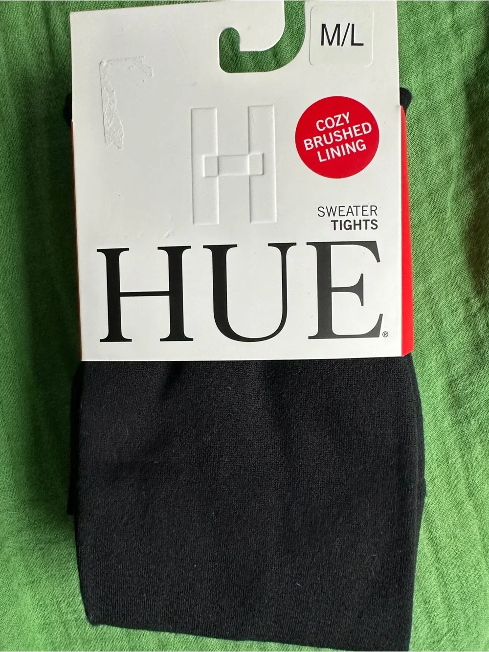 HUE Women’s Black Sweater Tights - Cozy Brushed Lining (M/L)